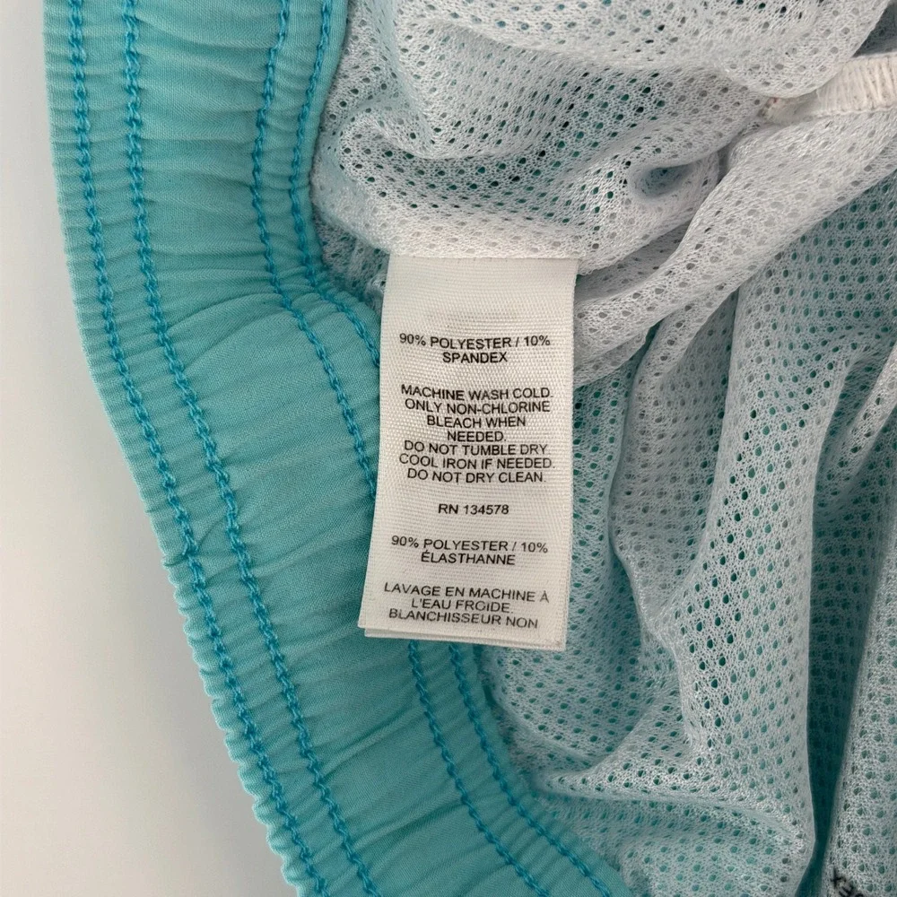 Vineyard Vines Swim Trunks Mens XL Blue Teal Striped Colorblock Board Shorts